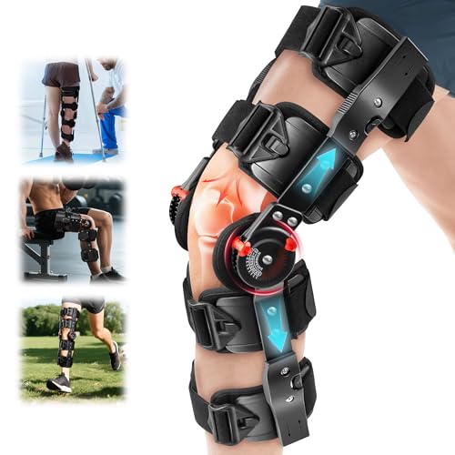 Dnogjo Hinged Knee Brace for Women&Men, Knee Brace with Side Stabilizers Provides Elastic Support, Knee brace for Meniscus Tearcan Improve Mobility and Relieve Pain, Reduce Knee Pressure（Black）