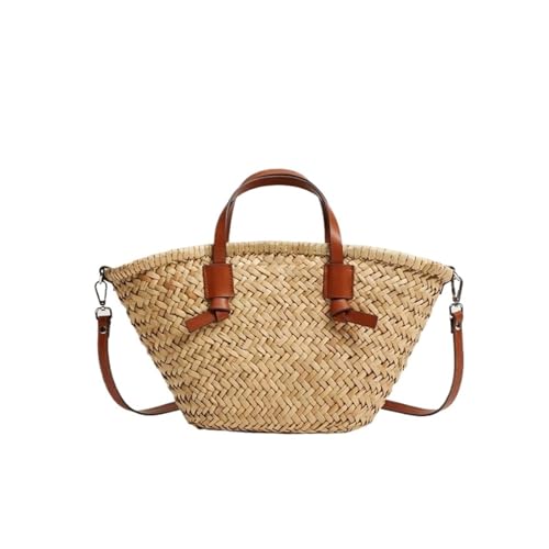 CPAMORTEL Casual Wicker Woven Basket Bags Rattan Women Handbags Handmade Beach Straw Tote Bag Designer Shoulder Crossbody Bag(Brown)