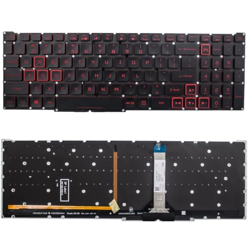 QRFAX Replacement Laptop Keyboard with Red Backlight for Acer Nitro 5 AN515-45 AN515-56 AN515-57 AN515-58 AN517-41 AN517-45 AN517-52 AN517-57.Predator Helios 300 PH315-54 PH315-55 PH317-51 Series