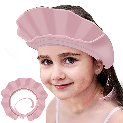 KOMIDK Baby Kids Shower Cap Shampoo Bath Bathing Hat Silicone Adjustable Washing Hair Shower Bathing Protection Shower Cap for Toddler, Baby, Kid, Children (Pink)