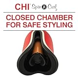 CHI Spin N Curl, Curling Iron For Healthy & Shiny Effortless Curls & Waves, Provides Preset Temperature Settings For Each Hair Texture, Ruby Red