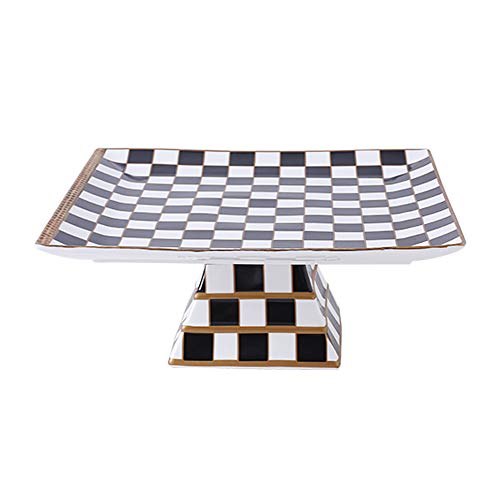 Porlien Checker Pattern 13-inch Cake Stand, Cake Holder, Serving Platter