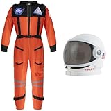 Spooktacular Creations Orange Astronaut Costume with Helmet, Space Suit for Toddler with Movable Visor, Kids Astronaut Halloween Costume for Cosplay, Party Favor Supplies (Small, 5-7 yrs)