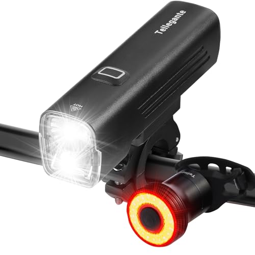 Bike Lights for Night Riding, Super Bright 2 Powerful LED Bicycle Lights, 6000mAh USB Rechargeable Bike Headlight, Smart Bike Brake Taillight, IPX6 Waterproof All Aluminum Bike Lights Front and Back