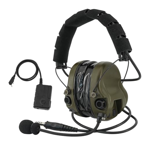TACGZGJSM M301 Tactical Headset with Extension Line for Hunting and Shooting，Hearing Protection and Communication (Army Green)