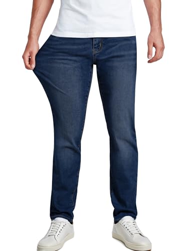 JMIERR Men's Straight Fit Cut Jeans Stretch Jean Classic Casual Denim Comfort and Flexible Straight Leg Pants with 5 Pockets, XL, Dirty Blue