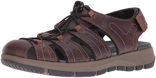 Clarks Men's Brixby Cove Fisherman Sandal, Dark Brown Leather, 10 M US