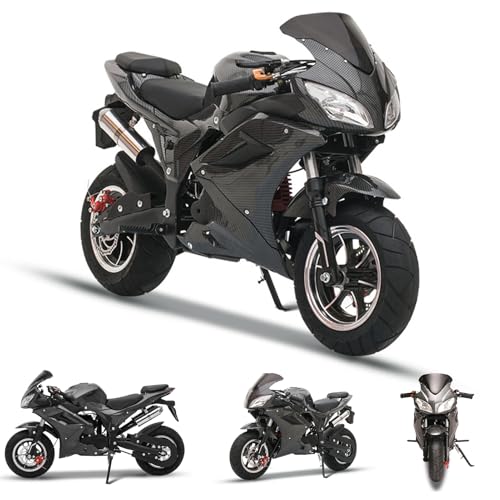 pofluany 50CC Mini Motorcycle for Adults [Mini Size], 4-Stroke Mini Dirt Bike, Gas Power Pocket Rocket Bike, Miniature Kid Dirt Bike, Up to 30MPH, Trail Mini Bike Max Load 400Lbs Black