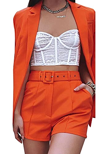 Blazers with Shorts Set for Women Elegant Open Front Blazer and Shorts Business Work Office Suit Sets