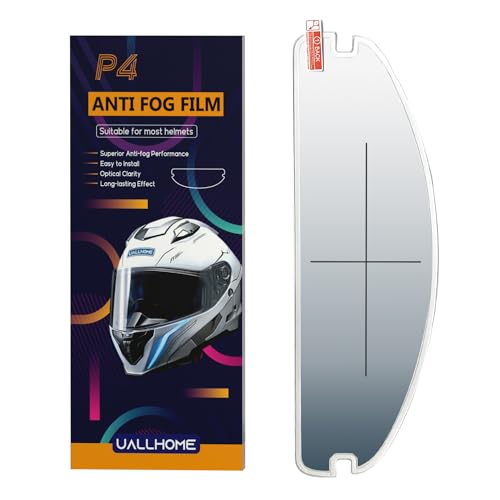 Uallhome Universal Motorcycle Full Face Helmet Shield Fog Resistant Lens, Clear Visor Insert Anti-Fog Film Waterproof Sticker