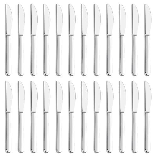 Gymdin 24 Pieces Knives Set, 9 Inches Dinner Knives Set, Butter Knives, Food Grade Stainless Steel Table Knife Set, Dishwasher Safe & Mirror Polished, Knives Silverware for Home/Restaurant/Kitchen