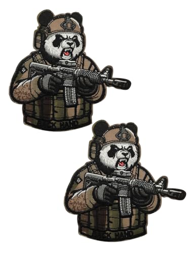 2 PCS AliPlus Tactical Panda Patch Embroidered Morale Patch Applique Fastener Hook and Loop(Panda CP)