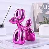 XIAOMAGG Glossy Balloon Dog Statue Home Decor Modern Art Funky Statues for Coffee Table and Kitchen Figurines Living Room Decor Trendy Color Scheme Room Decor Aesthetic (6.6*6.6*2.8inch, Rose red)