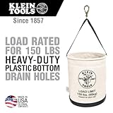 Klein Tools 5109SLR Canvas Bucket, All-Purpose Tool Bucket with Plastic Bottom with Drain Holes, Work Bucket is Load Rated Up to 150-Pounds