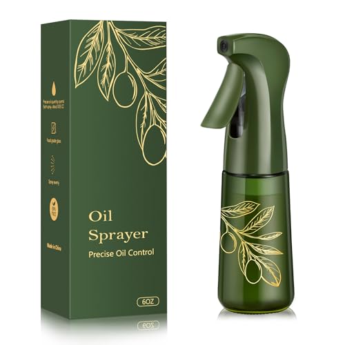 bieencooha Glass Olive Oil Sprayer for Cooking, Oil Spray Dispenser Bottle for Kitchen (Dark Green, 6oz)