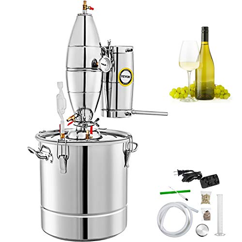 VEVOR Alcohol Still 18.5Gal/70L Alcohol Distiller with Ceramic Balls for Purer Wine Distillery Kit for Alcohol with Brewing Kit for DIY Whisky Wine Brandy