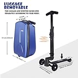 iubest Scooter Luggage Carry On Scooter Suitcase for Kids Age 4-15, Detachable & Foldable 4 in 1 Kids Suitcase, Multifunctional Ride On Travel Trolley Scooter Combo-Blue