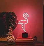 Amped & Co - Flamingo Neon Desk Light, 17" x 6.7" - Flamingo Party Decorations, Pink Neon Signs Decorations - Flamingo lamp, Pink LED sign, Flamingo light