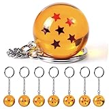 ChicRosa 7Pack Dragon Ball Star Acrylic Keychains,Resin Hanging Pendant Transparent Balls Keyring,7 Stars Anime Crystal Ball KeyChains (Yellow)