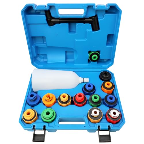 DPTOOL Oil Funnel Set for Engine Change - Automotive Dispenser Kit With Flexible Extension and 14 Cap Adapters Compatible With GM, Ford, VW, BMW, Audi, Land Rover Etc