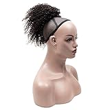 FEIPRO Afro Puff Kinky Curly Drawstring Ponytail Buns Natural Human Hair Pieces for Black Women,Girls,Kids 10 Inch #1B Natural Black