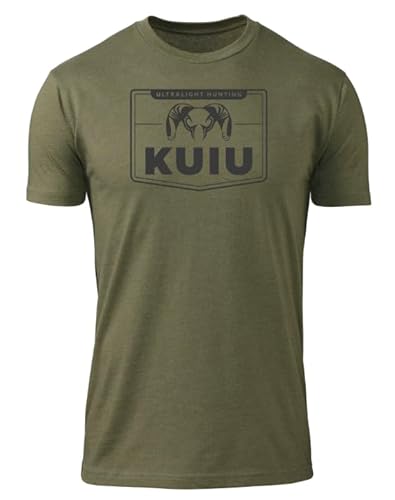 KUIU Logo Sign T-Shirt for Men – Lightweight Cotton Polyester Hunting Tee – Soft, Durable Standard Fit Crew Neck Military Green