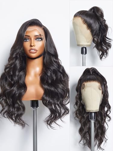 LUVME HAIR 16'' Loose Body Wave 360 Lace Frontal Wigs Human Hair Lace Glueless Human Hair Wig Pre Plucked Long Black Body Wave Wig