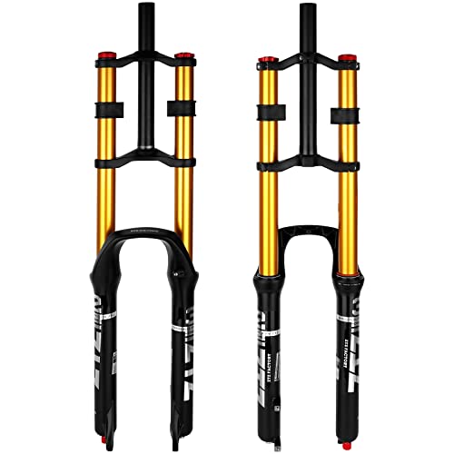 B Bolany Bike Suspension Fork 26/27.5/29" for Mountain Bike DH Air Double Shoulder Downhill Rappelling Shock Absorber Straight Tube Ultralight Bicycle Shock Absorber Rebound Adjust