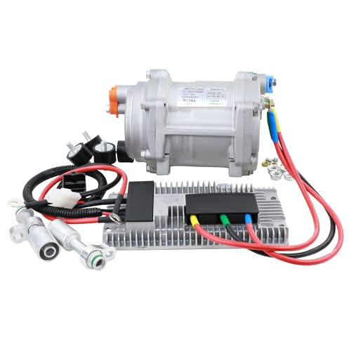 ACTECMAX Universal AC Electric Compressor 20cc/r Air Conditioner Compressor for 12V Auto Compressor for R134a, with Straight Fittings