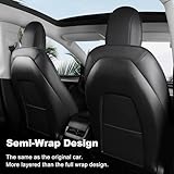 Wekar Tesla Model Y Car Seat Covers Nappa Leather Car Interior Seat Airbag Compatible Cushion Cover Full Set Custom Fit 2024 2023 2022 2021 2020, Nappa Black