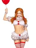 Leg Avenue Women’s 6 PC Deadly Darling Clown Costume with Pom Pom Hair Ties, LARGE