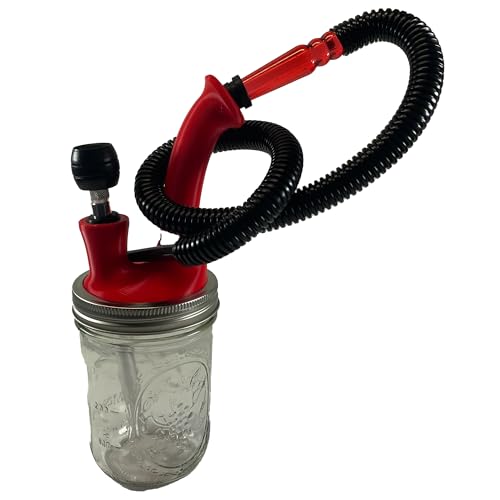 2-in1 Hookah Combo Kit with Glass Jar Base Shisha Pipe Set (Red)