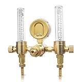 SPARC Dual Argon Regulator, Gas Flow Meter 0-60CFH CGA580 Inlet 5/8" Outlet, Dual Argon Flow Meter MIG TIG Backpurging LIFETIME USA Warranty