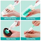 Electric Bottle Brush Cleaner, Portable Rechargable Baby Bottle Cleaner Kit for Travel with Silicone Nipple & Straw Brush, Drainage Rack, Storage Box(Green)