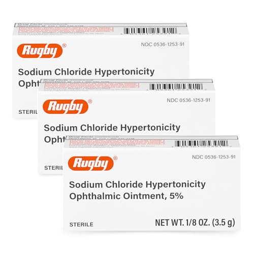 Rugby Sodium Chloride Hypertonicity Ophthalmic Ointment 5% - 50 mg Sodium Chloride Eye Ointment for Temporary Corneal Edema Relief - Made With Lanolin and Mineral Oil - Alcohol-Free - 0.125 Oz(3 Pack)
