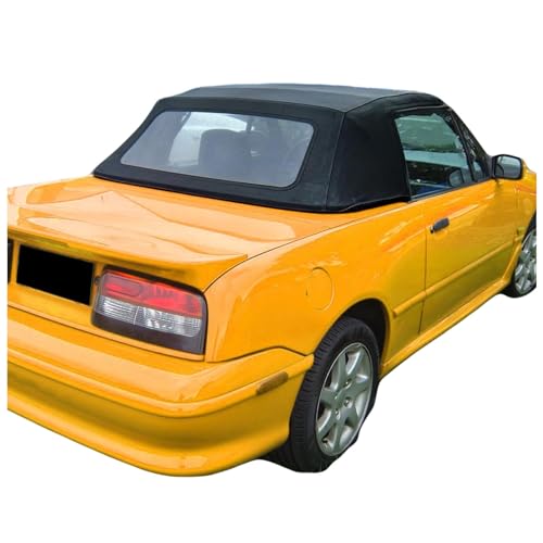 HECASA Convertible Soft Top Compatible with 1990-June 1993 Ford Mercury Capri with Clear Plastic Window Black Sailcloth Vinyl Top