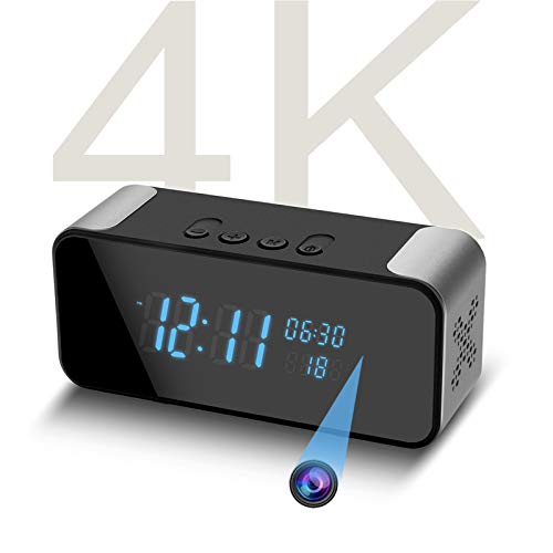 4K Wireless Clock Video Camera, Home Wi-Fi Nanny Cam with Bluetooth Speaker for Home Safety, Support 5G&2.4G,Auto Night Vision and Motion Detection Alert, Cloud and 256GB SD Storage.