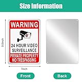 Kenning 8 Pack Private Property No Trespassing Sign 24 Hour Video Surveillance Reflective Aluminum Security Camera Plate Trespassers Will Be Shot Warning Signs for Home Safety, 7 x 10''