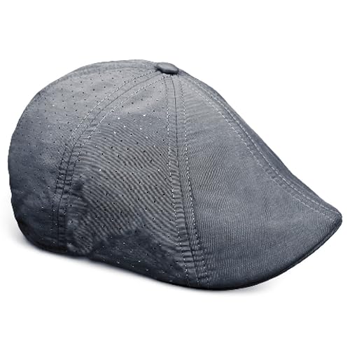 The Original Cool Air Boston Scally Cap - Breathable Newsboy Flat Cap - 8 Panel Fitted Hat for Men - Dark Grey - ML