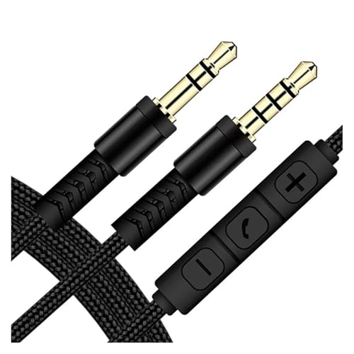 ACGTUY Adjustable Volume Cable Jack 6 35mm Mono to 35mm SpeakerLine Aux Cable Male to Male with Mic Compatible with The Headphone System Unit PC(Black)