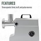 LEM Products MightyBite #8 Meat Grinder, 500 Watt Aluminum Electric Meat Grinder Machine, Ideal for Regular Use