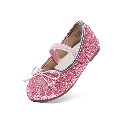 DREAM PAIRS Unisex-Child Dress Shoes Party Wedding Flower Girl Ballet Flats, Pink - 8 Toddler (Belle_01)