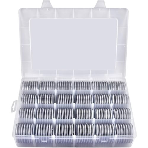 Coin Capsules 46mm with Foam Gasket and Plastic Storage Organizer Box, 6 Sizes (20/25/27/30/38/46 mm) Coins Collector Case Holder for Collection Supplies-168 Pieces