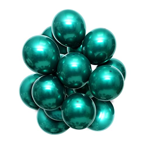 YILUGAOFEI Emerald Green Balloons 50pcs 12 Inch Metallic Dark Green Double-Layer Balloons for General Celebration, All Ages and Genders