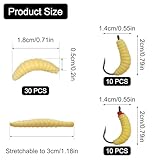 20 Pcs 22mm Rubber Maggots Fishing Bait with Hooks + 30 Pcs Soft Maggot Bait Bread Worm, Fishing Lures Worms Bulk Fishing Grubs for Trout, Crappie, Pan Fish, Bluegill, Fresh Water Fishing Lure Set