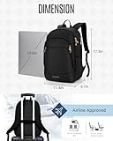 LIGHT FLIGHT Travel Backpack for Women, 15.6 Inch Laptop Backpack with USB Charging Hole, Water Resistant College Bookbag, Large Capacity Black Computer Backpacks for Work, Black