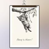 Generic hang in there cat poster Kitten Sketch Canvas Print – Monochrome Artistic Decor for Inspiration 12x18inch-Unframed