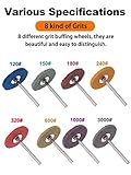 80 Pack Buffing Wheels, Rocaris 1“ Abrasive Buffing Polishing Wheels Burr for Rotary Tools-1/8 Shank 120 Grit, 150 Grit, 180 Grit, 240 Grit, 320 Grit, 600 Grit, 1000, Grit 3000 Grit