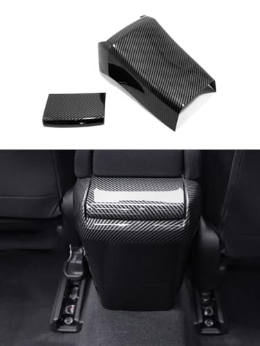 ANUNFRRE Car Accessories Fit for Honda Civic 10th Gen 2016-2021 ABS Carbon Fiber Interior Armrest Box Cover Trim 2PCS Set