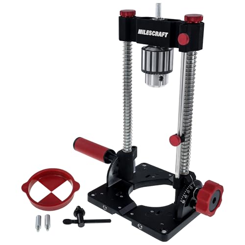 Milescraft 1348 Drill Mate PRO – Heavy-Duty Portable Drill Press Drilling Guide, ½” Chuck, Precision Drilling Jig Attachment for Drilling Angled or Straight Holes, Adjustable Drill Guide Attachment